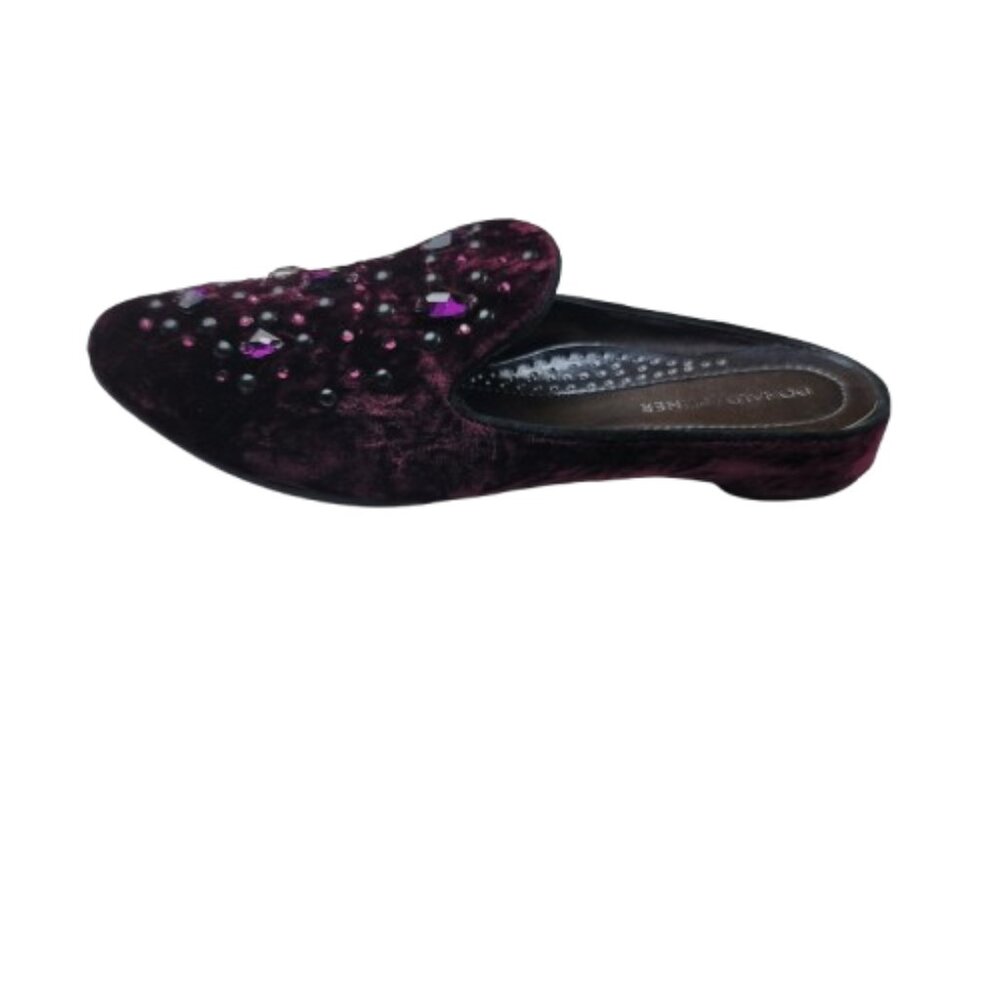 Donald J. Pliner Jeweled Velvet Mules Burgundy Slip On Flats Sz 8